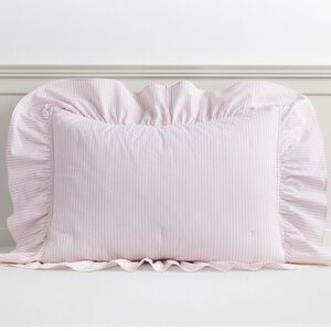 Pottery Barn Teen Washed Cotton Ruffle Stripe Standard Sham Powdered Blush Pink